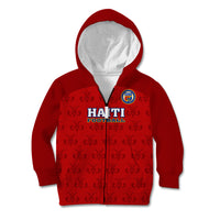 Custom Haiti Football Kid Hoodie Les Grenadieres 2023 World Cup Red Version - Wonder Print Shop