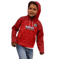 Custom Haiti Football Kid Hoodie Les Grenadieres 2023 World Cup Red Version - Wonder Print Shop