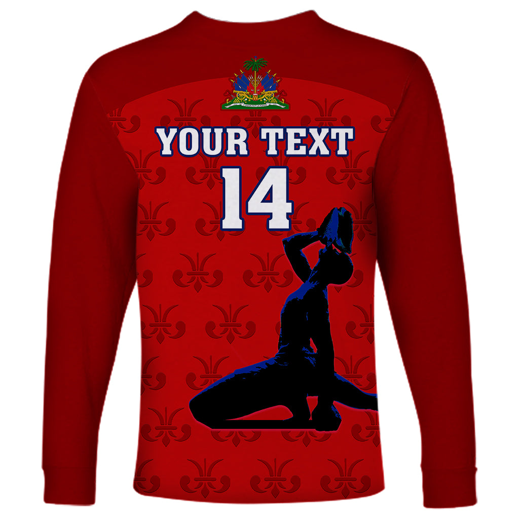 Custom Haiti Football Long Sleeve Shirt Les Grenadieres 2023 World Cup Red Version - Wonder Print Shop