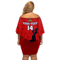 Custom Haiti Football Off Shoulder Short Dress Les Grenadieres 2023 World Cup Red Version - Wonder Print Shop