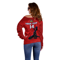 Custom Haiti Football Off Shoulder Sweater Les Grenadieres 2023 World Cup Red Version - Wonder Print Shop
