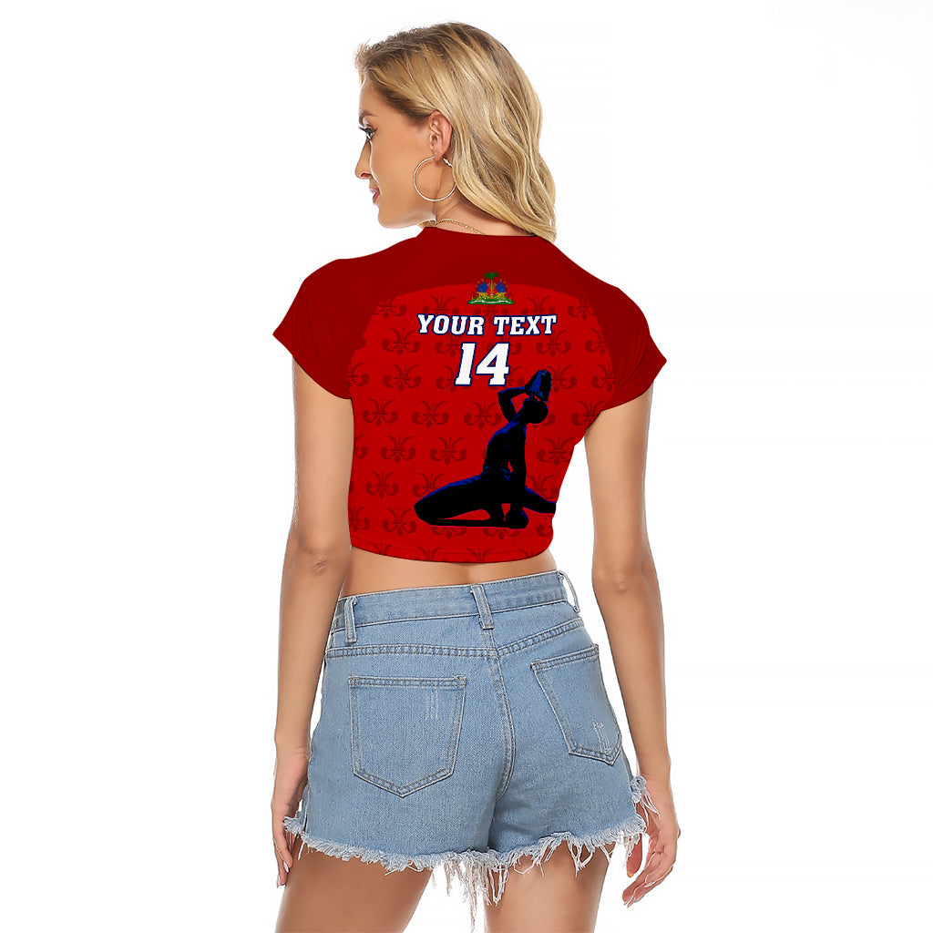 Custom Haiti Football Raglan Cropped T Shirt Les Grenadieres 2023 World Cup Red Version - Wonder Print Shop