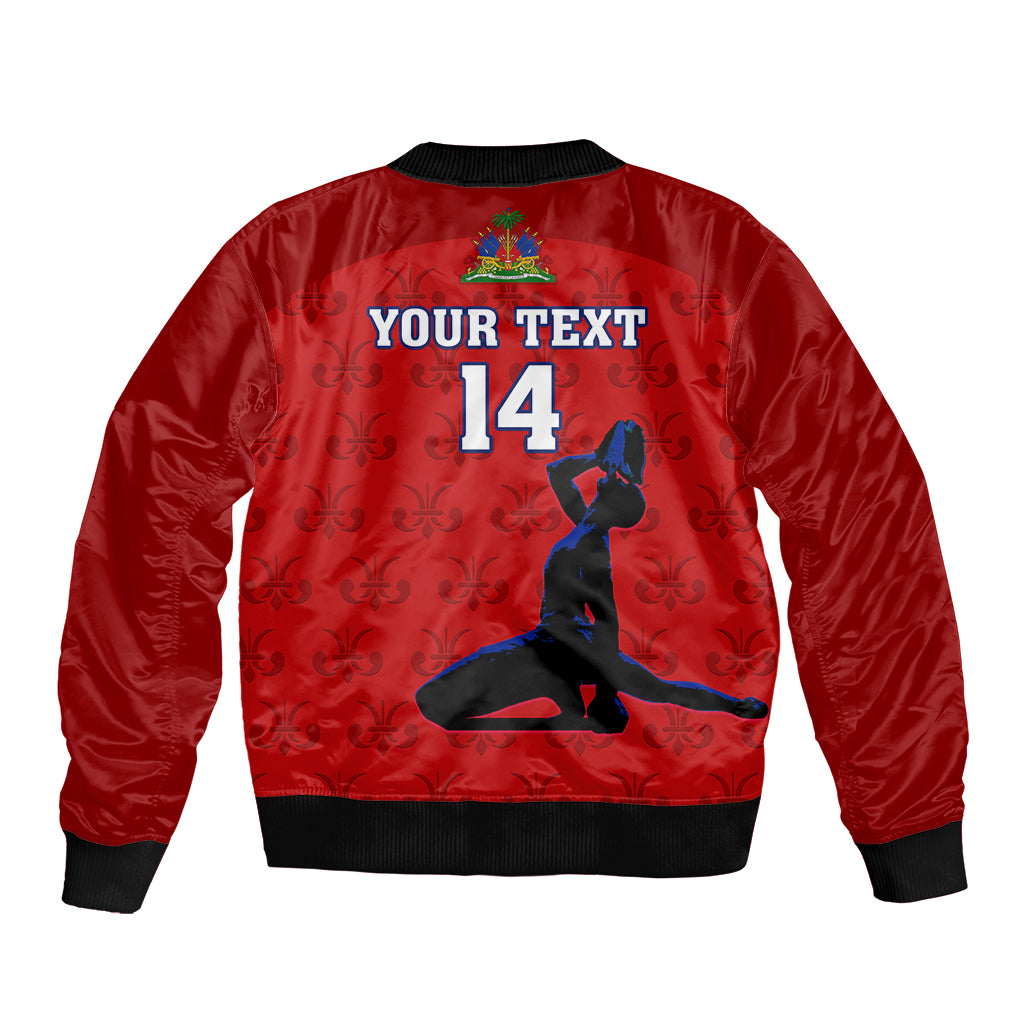 Custom Haiti Football Sleeve Zip Bomber Jacket Les Grenadieres 2023 World Cup Red Version - Wonder Print Shop