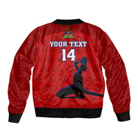 Custom Haiti Football Sleeve Zip Bomber Jacket Les Grenadieres 2023 World Cup Red Version - Wonder Print Shop