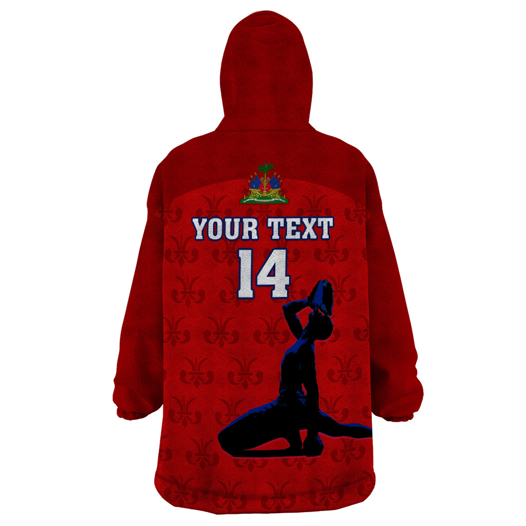 Custom Haiti Football Wearable Blanket Hoodie Les Grenadieres 2023 World Cup Red Version - Wonder Print Shop