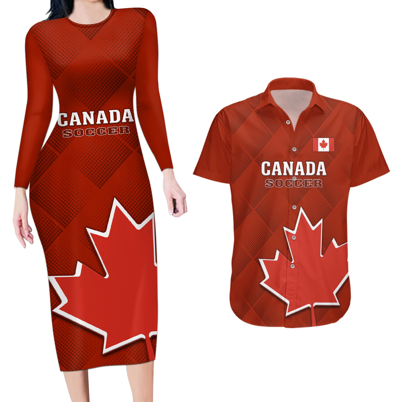 canada-soccer-couples-matching-long-sleeve-bodycon-dress-and-hawaiian-shirt-go-canucks-maple-leaf-2023-world-cup