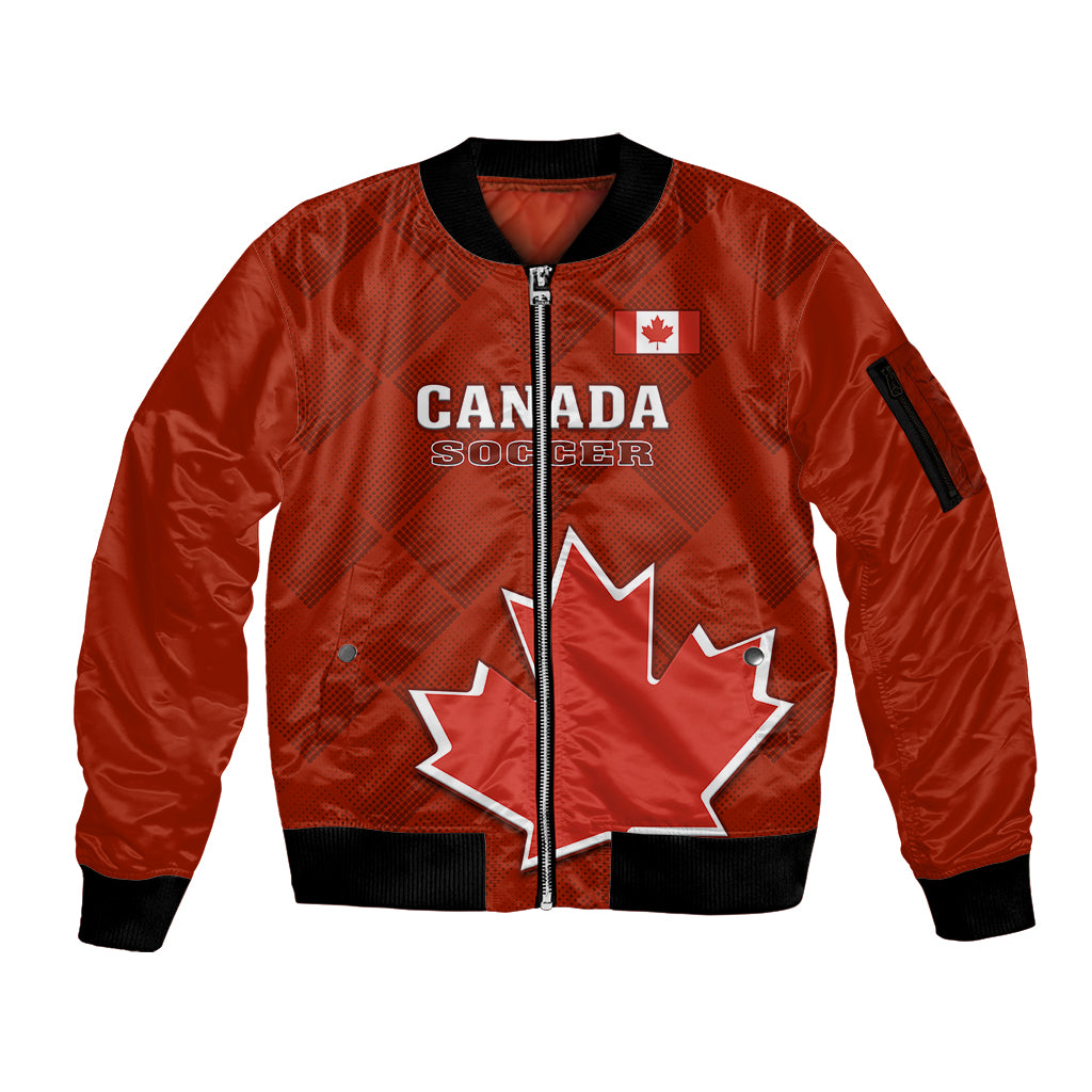 Canada Soccer Sleeve Zip Bomber Jacket Go Canucks Maple Leaf 2023 World Cup - Wonder Print Shop