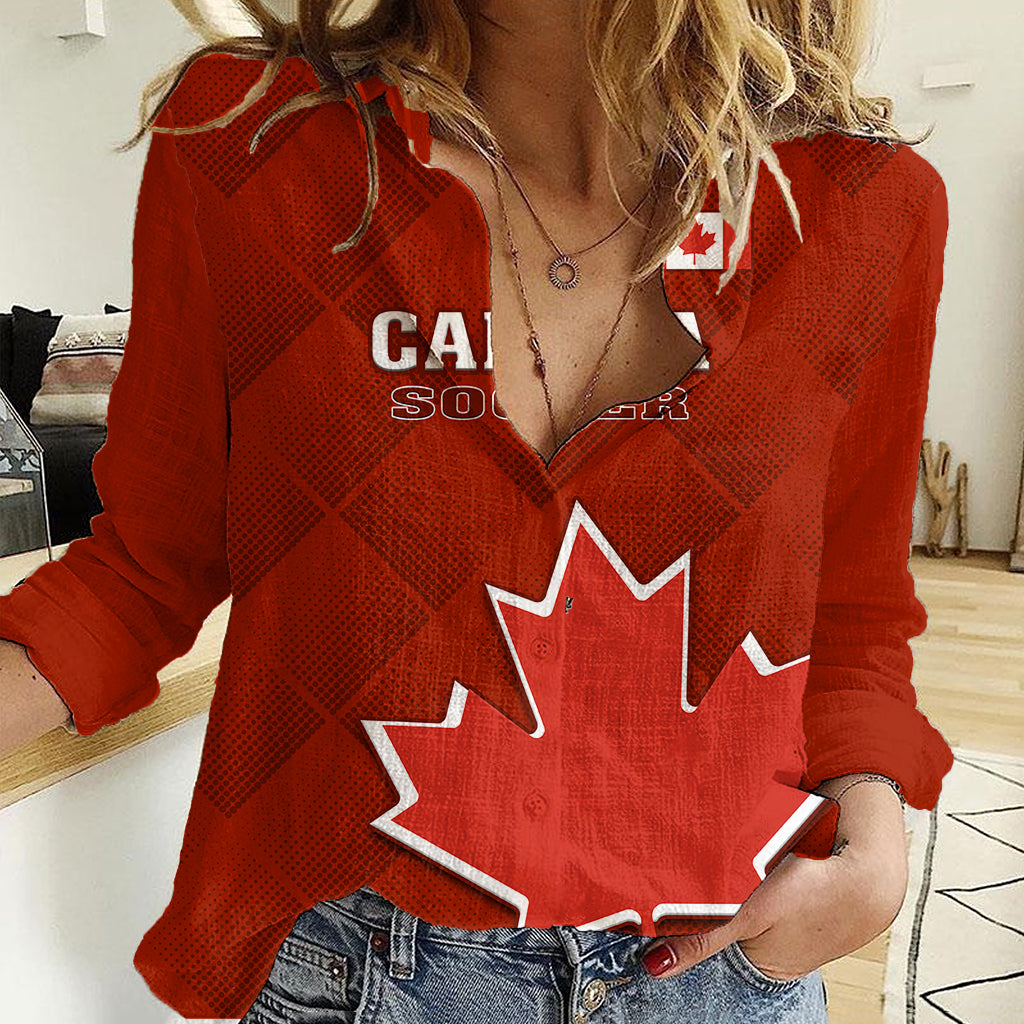 Canada Soccer Women Casual Shirt Go Canucks Maple Leaf 2023 World Cup - Wonder Print Shop
