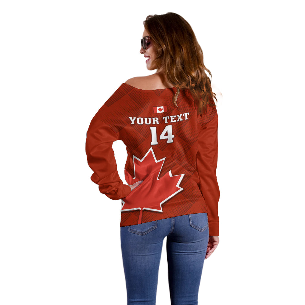Custom Canada Soccer Off Shoulder Sweater Go Canucks Maple Leaf 2023 World Cup - Wonder Print Shop