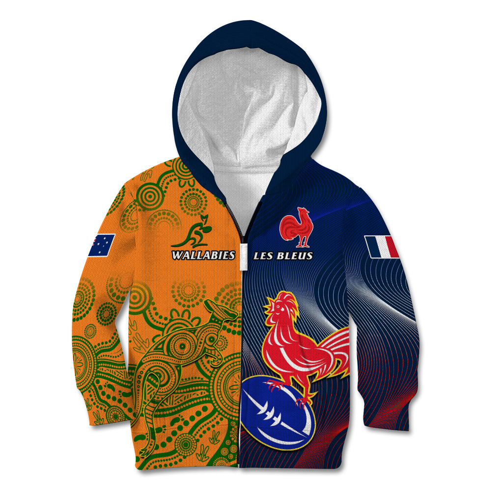 France And Australia Rugby Kid Hoodie 2023 World Cup Le Bleus Wallabies Together - Wonder Print Shop