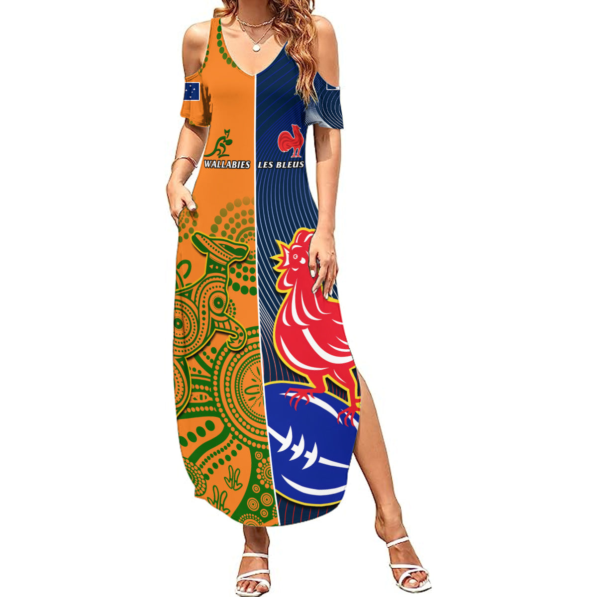 France And Australia Rugby Summer Maxi Dress 2023 World Cup Le Bleus Wallabies Together - Wonder Print Shop