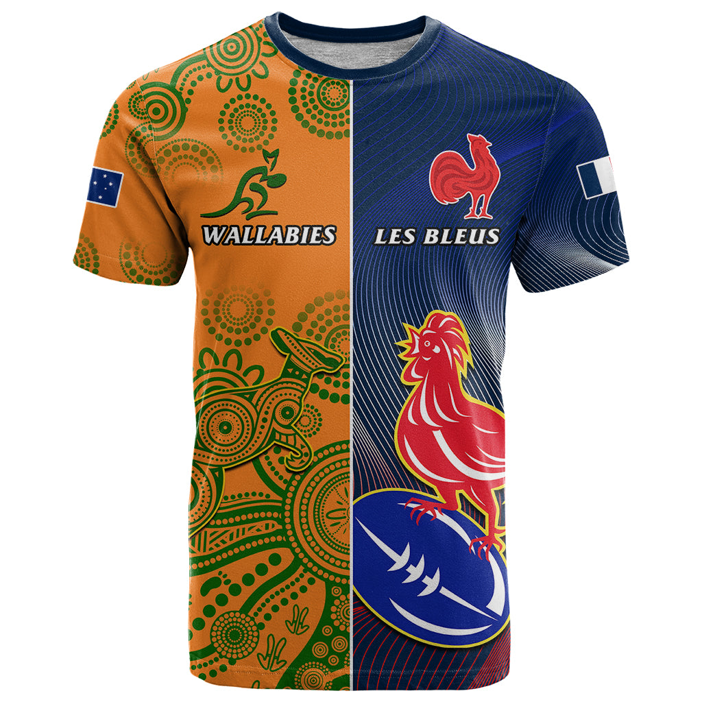 France And Australia Rugby T Shirt 2023 World Cup Le Bleus Wallabies Together - Wonder Print Shop
