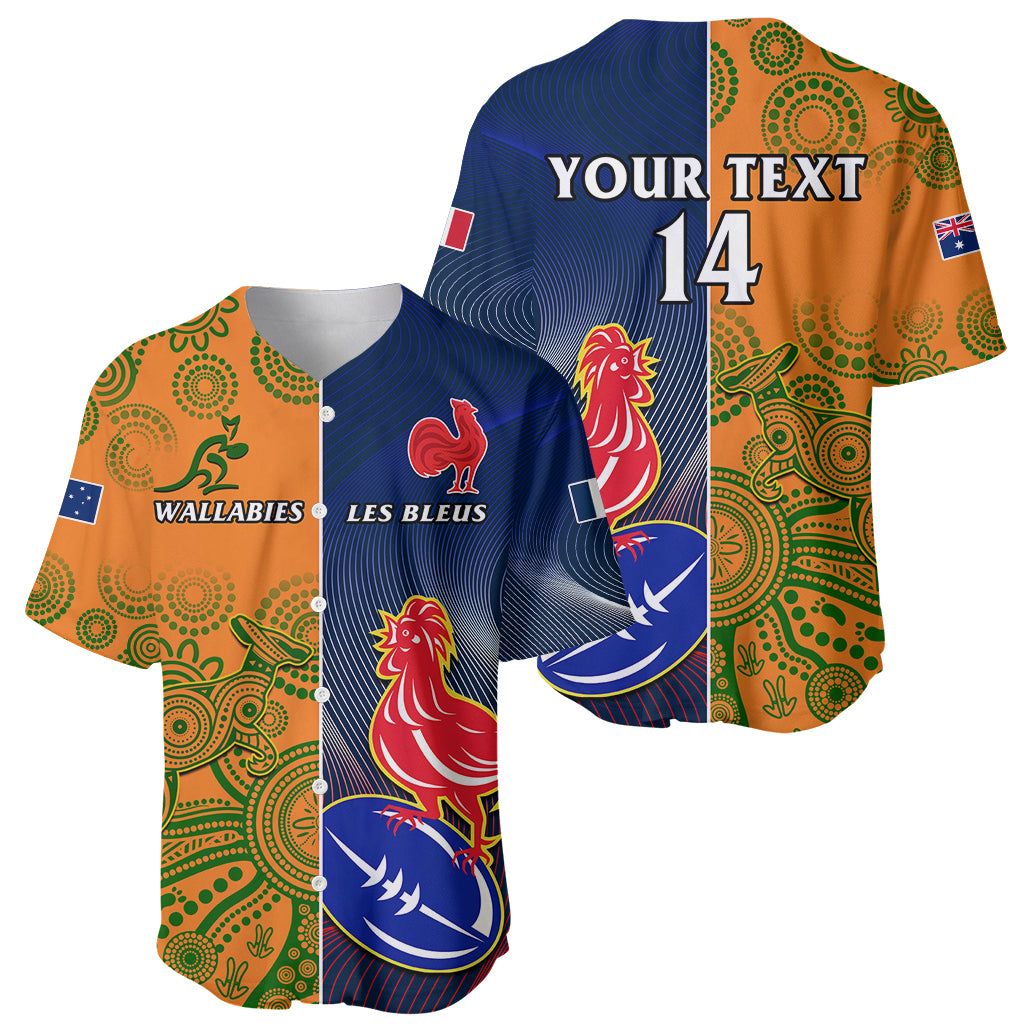Custom France And Australia Rugby Baseball Jersey 2023 World Cup Le Bleus Wallabies Together - Wonder Print Shop