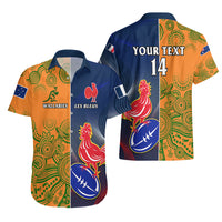 Custom France And Australia Rugby Hawaiian Shirt 2023 World Cup Le Bleus Wallabies Together - Wonder Print Shop