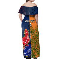 Custom France And Australia Rugby Off Shoulder Maxi Dress 2023 World Cup Le Bleus Wallabies Together - Wonder Print Shop