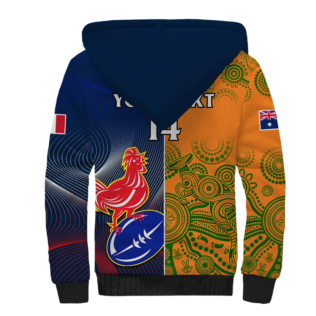 Custom France And Australia Rugby Sherpa Hoodie 2023 World Cup Le Bleus Wallabies Together - Wonder Print Shop
