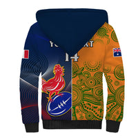 Custom France And Australia Rugby Sherpa Hoodie 2023 World Cup Le Bleus Wallabies Together - Wonder Print Shop