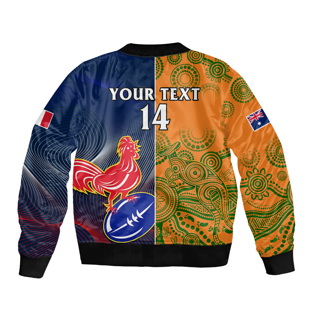 Custom France And Australia Rugby Sleeve Zip Bomber Jacket 2023 World Cup Le Bleus Wallabies Together - Wonder Print Shop