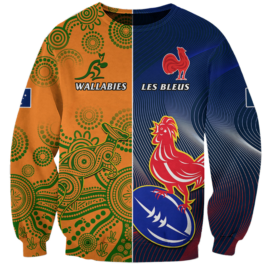Custom France And Australia Rugby Sweatshirt 2023 World Cup Le Bleus Wallabies Together - Wonder Print Shop