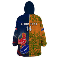 Custom France And Australia Rugby Wearable Blanket Hoodie 2023 World Cup Le Bleus Wallabies Together - Wonder Print Shop