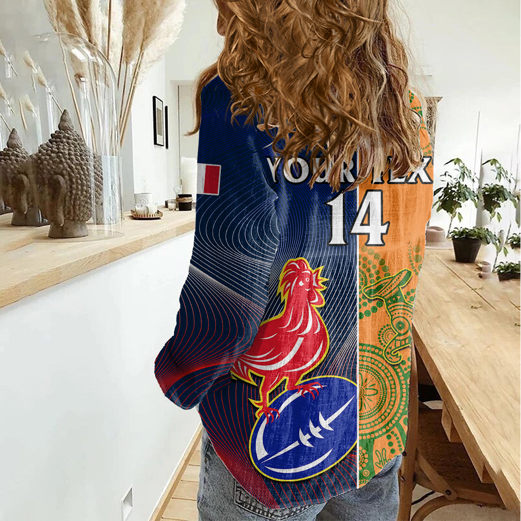 Custom France And Australia Rugby Women Casual Shirt 2023 World Cup Le Bleus Wallabies Together - Wonder Print Shop