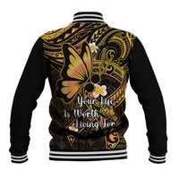 Polynesia Suicide Prevention Awareness Baseball Jacket Your Life Is Worth Living For Polynesian Purple Pattern - Wonder Print Shop