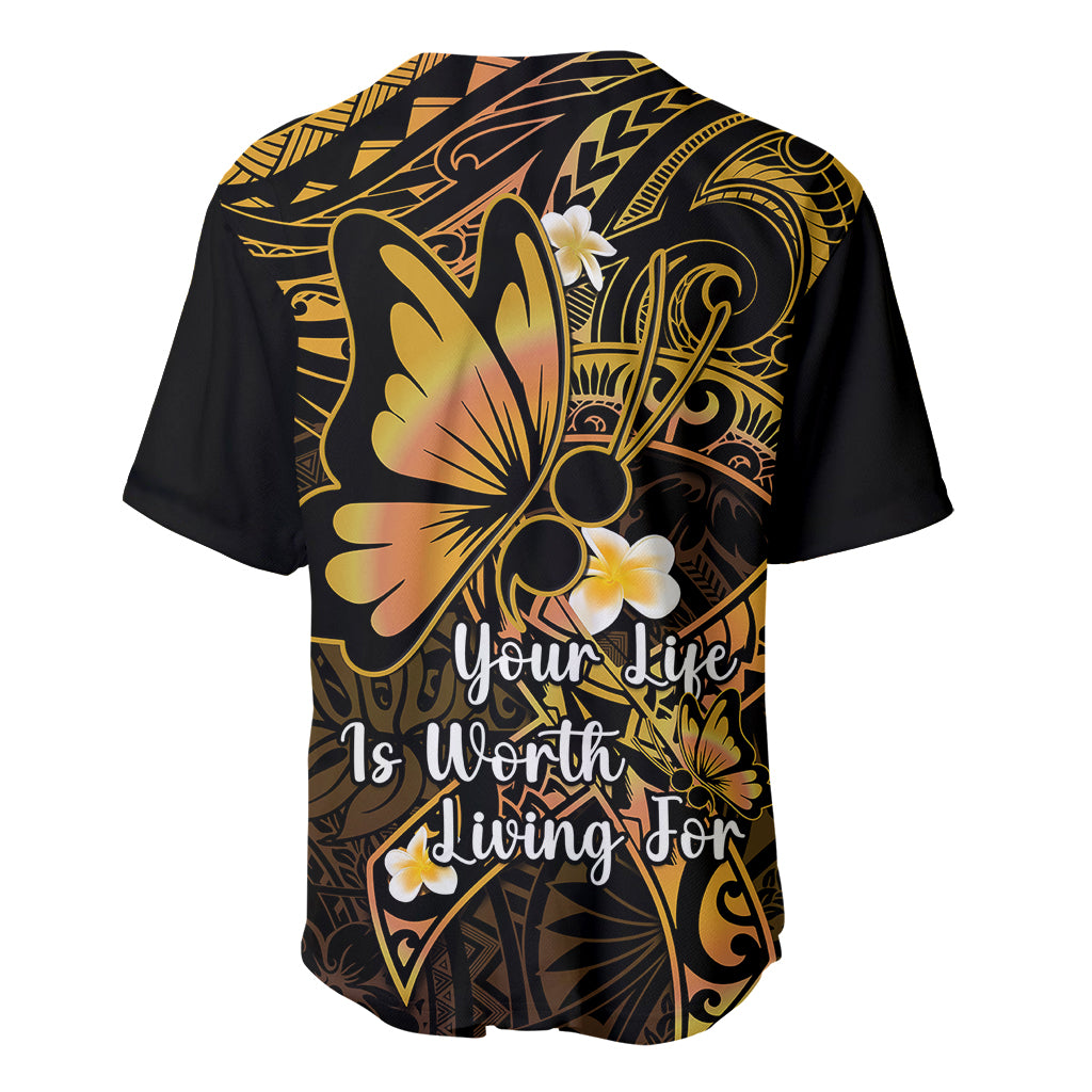 Polynesia Suicide Prevention Awareness Baseball Jersey Your Life Is Worth Living For Polynesian Purple Pattern - Wonder Print Shop