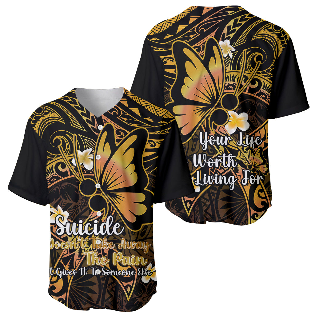 Polynesia Suicide Prevention Awareness Baseball Jersey Your Life Is Worth Living For Polynesian Purple Pattern - Wonder Print Shop