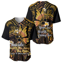 Polynesia Suicide Prevention Awareness Baseball Jersey Your Life Is Worth Living For Polynesian Purple Pattern - Wonder Print Shop