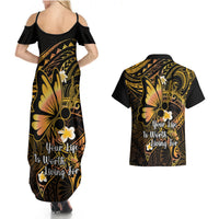 Polynesia Suicide Prevention Awareness Couples Matching Summer Maxi Dress and Hawaiian Shirt Your Life Is Worth Living For Polynesian Purple Pattern - Wonder Print Shop