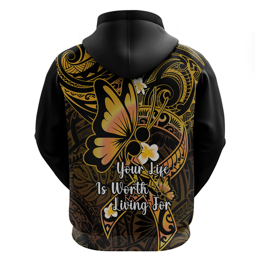 Polynesia Suicide Prevention Awareness Hoodie Your Life Is Worth Living For Polynesian Purple Pattern - Wonder Print Shop