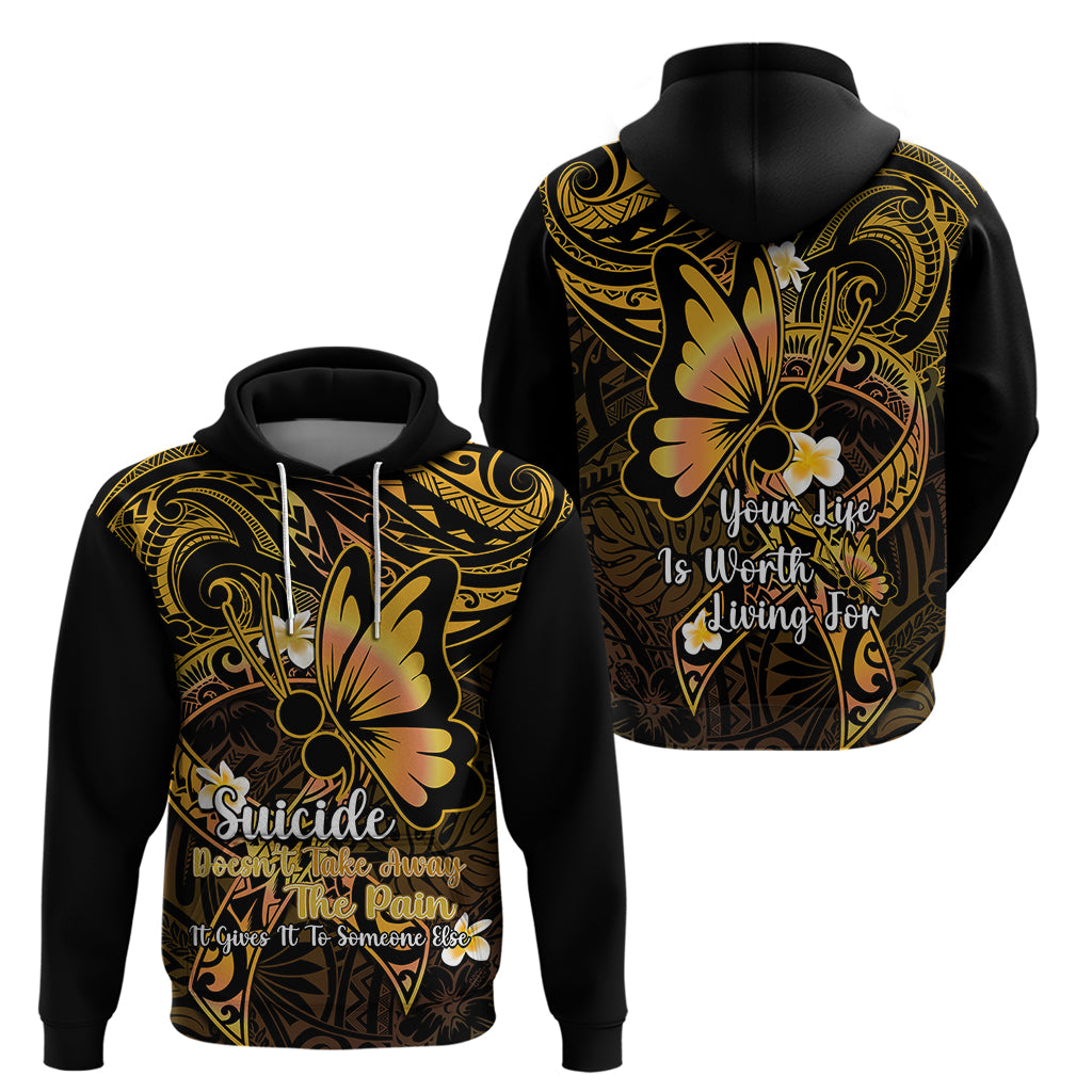 Polynesia Suicide Prevention Awareness Hoodie Your Life Is Worth Living For Polynesian Purple Pattern - Wonder Print Shop
