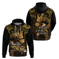 Polynesia Suicide Prevention Awareness Hoodie Your Life Is Worth Living For Polynesian Purple Pattern - Wonder Print Shop