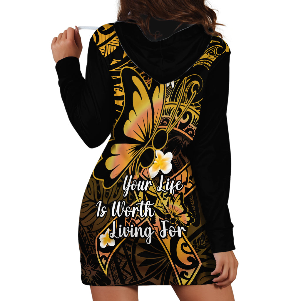 Polynesia Suicide Prevention Awareness Hoodie Dress Your Life Is Worth Living For Polynesian Purple Pattern - Wonder Print Shop