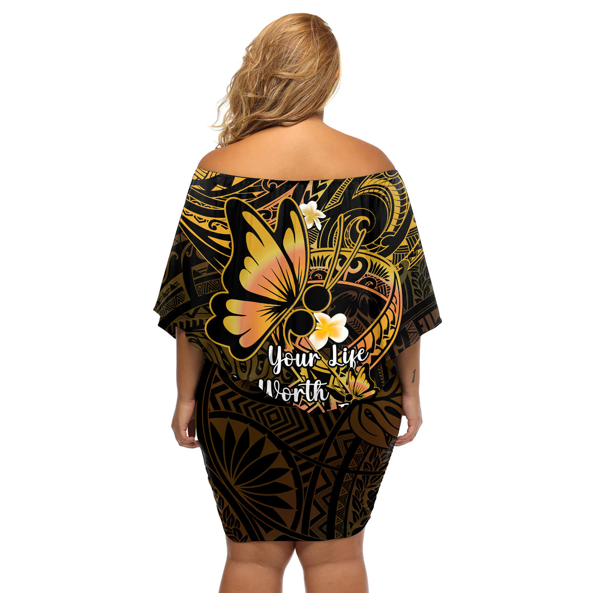 Polynesia Suicide Prevention Awareness Off Shoulder Short Dress Your Life Is Worth Living For Polynesian Purple Pattern - Wonder Print Shop