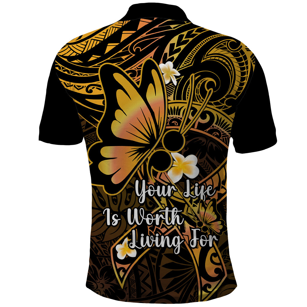 Polynesia Suicide Prevention Awareness Polo Shirt Your Life Is Worth Living For Polynesian Purple Pattern - Wonder Print Shop