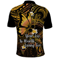Polynesia Suicide Prevention Awareness Polo Shirt Your Life Is Worth Living For Polynesian Purple Pattern - Wonder Print Shop