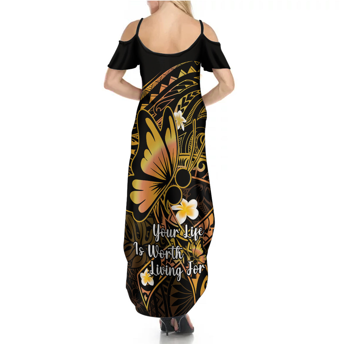 Polynesia Suicide Prevention Awareness Summer Maxi Dress Your Life Is Worth Living For Polynesian Purple Pattern - Wonder Print Shop