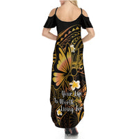 Polynesia Suicide Prevention Awareness Summer Maxi Dress Your Life Is Worth Living For Polynesian Purple Pattern - Wonder Print Shop