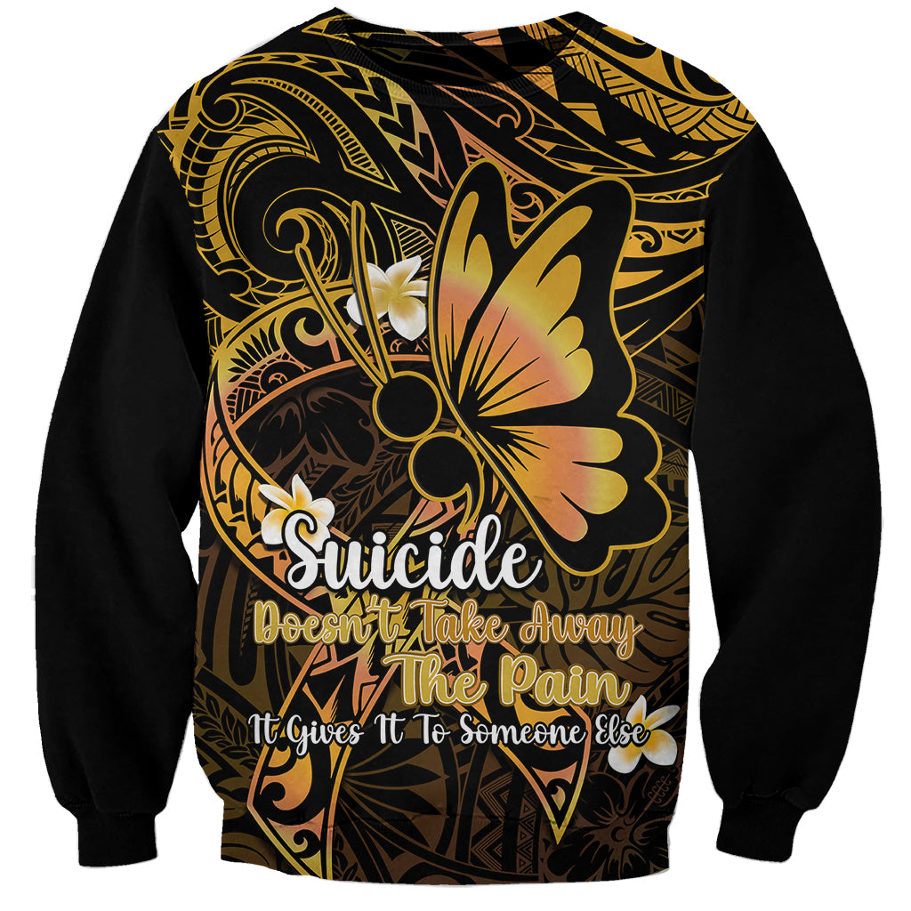Polynesia Suicide Prevention Awareness Sweatshirt Your Life Is Worth Living For Polynesian Purple Pattern - Wonder Print Shop