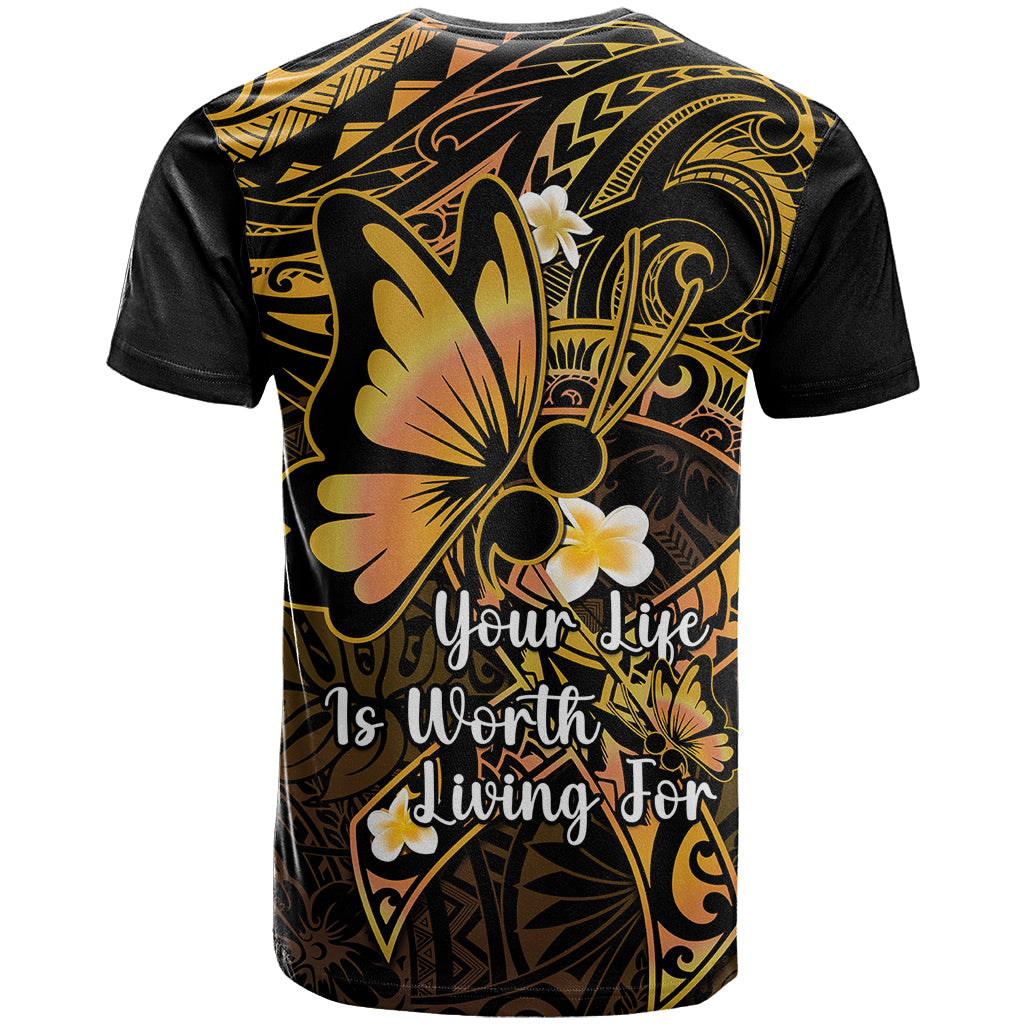 Polynesia Suicide Prevention Awareness T Shirt Your Life Is Worth Living For Polynesian Purple Pattern - Wonder Print Shop