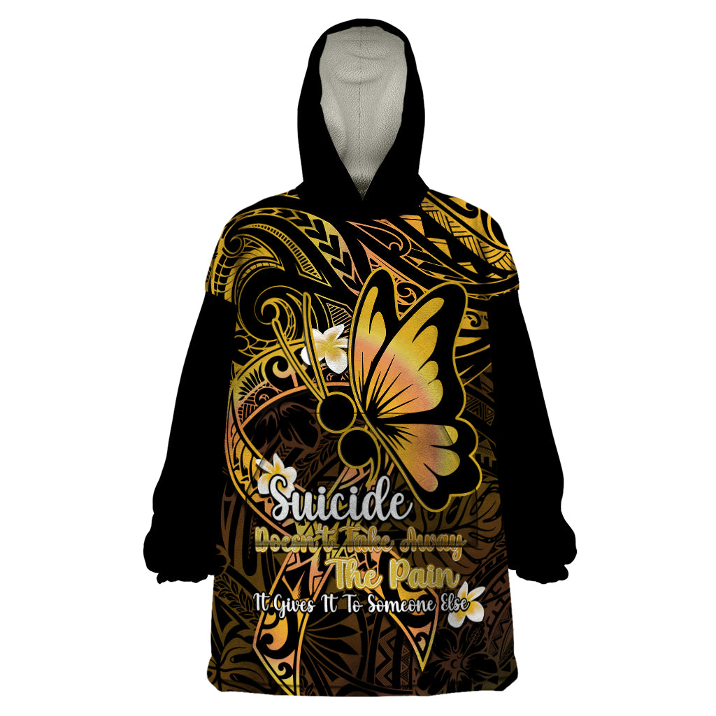 Polynesia Suicide Prevention Awareness Wearable Blanket Hoodie Your Life Is Worth Living For Polynesian Purple Pattern - Wonder Print Shop