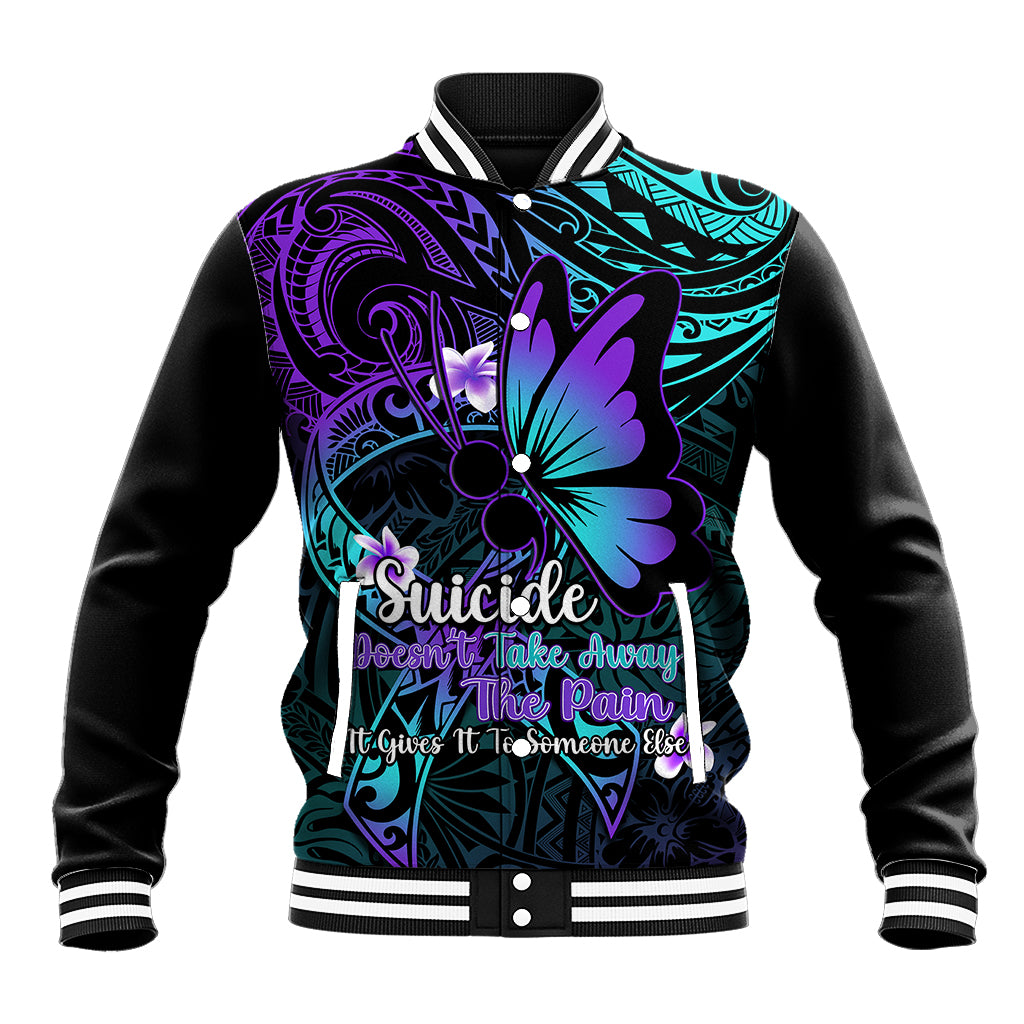 Polynesia Suicide Prevention Awareness Baseball Jacket Your Life Is Worth Living For Polynesian Blue Pattern - Wonder Print Shop