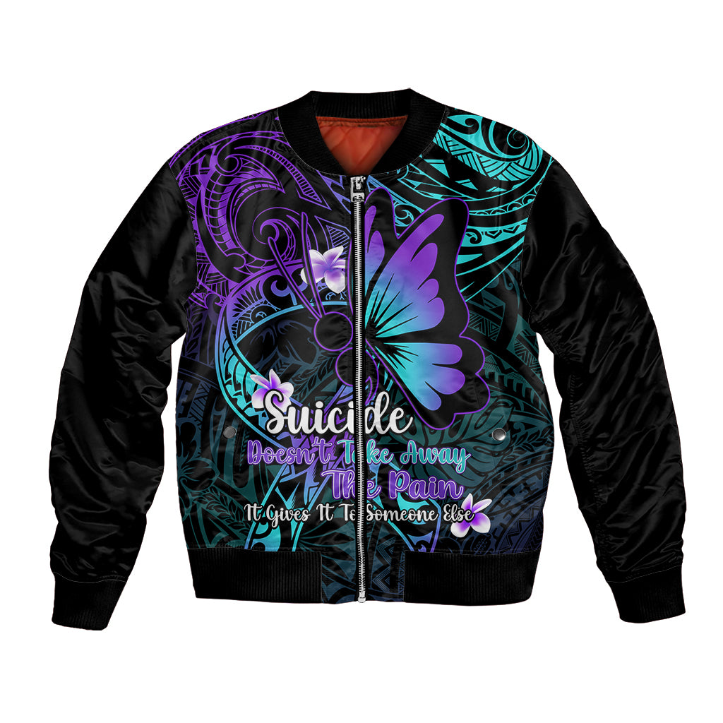 Polynesia Suicide Prevention Awareness Bomber Jacket Your Life Is Worth Living For Polynesian Blue Pattern - Wonder Print Shop