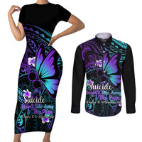 Polynesia Suicide Prevention Awareness Couples Matching Short Sleeve Bodycon Dress and Long Sleeve Button Shirts Your Life Is Worth Living For Polynesian Blue Pattern - Wonder Print Shop