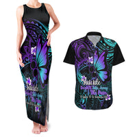 Polynesia Suicide Prevention Awareness Couples Matching Tank Maxi Dress and Hawaiian Shirt Your Life Is Worth Living For Polynesian Blue Pattern - Wonder Print Shop