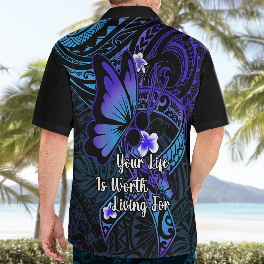 Polynesia Suicide Prevention Awareness Hawaiian Shirt Your Life Is Worth Living For Polynesian Blue Pattern - Wonder Print Shop