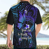 Polynesia Suicide Prevention Awareness Hawaiian Shirt Your Life Is Worth Living For Polynesian Blue Pattern - Wonder Print Shop