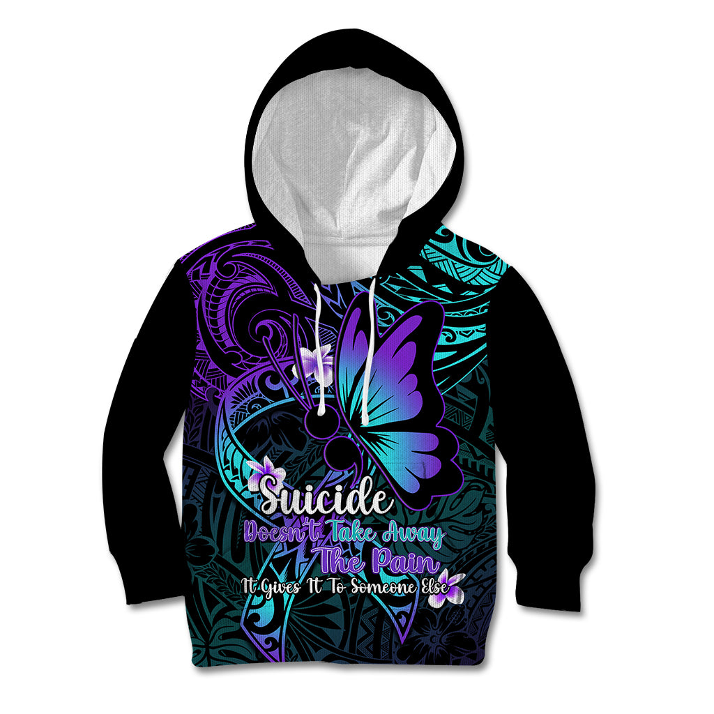 Polynesia Suicide Prevention Awareness Kid Hoodie Your Life Is Worth Living For Polynesian Blue Pattern - Wonder Print Shop