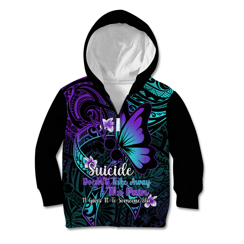 Polynesia Suicide Prevention Awareness Kid Hoodie Your Life Is Worth Living For Polynesian Blue Pattern - Wonder Print Shop